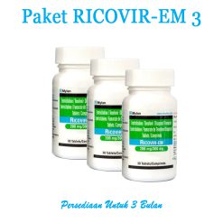 3 Botol Ricovir-EM PrEP (90 Tablet) - Persediaan Untuk 3 Bulan
