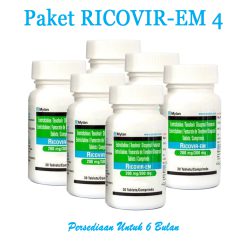 6 Botol Ricovir-EM PrEP (180 Tablet) - Persediaan Untuk 6 Bulan